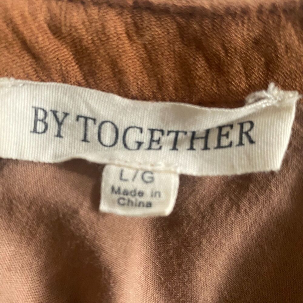 Y2K Vintage Inspired Blouse L Brown Long Bell Sleeve Fairy Grunge Cottagecore - Picture 5 of 6